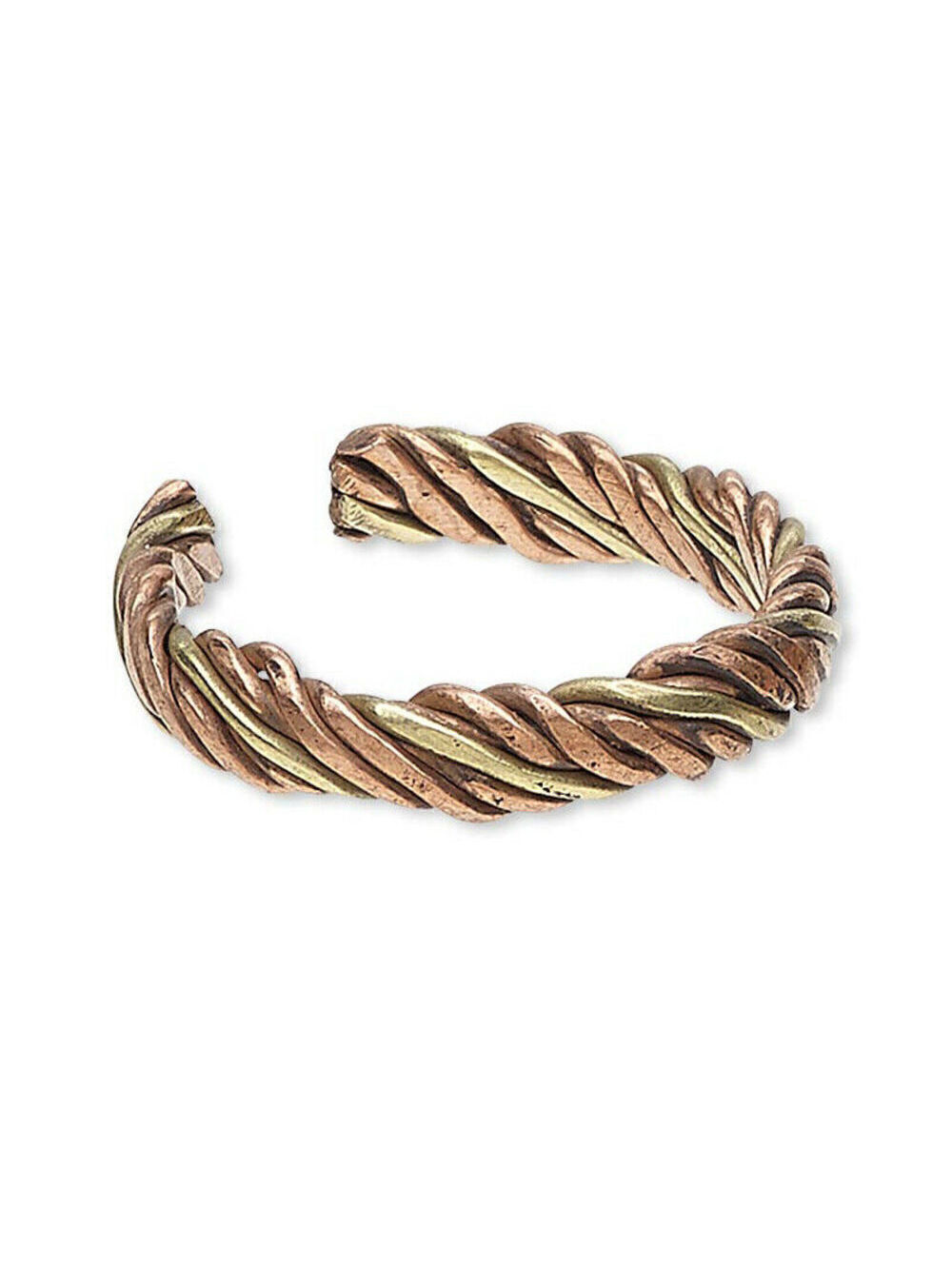 Handcrafted India Antiqued Brass and Copper Mixed Metal Twisted Adjustable Ring